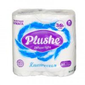 Туалетная бумага PLUSHE Delux Light 3-х сл. 15м (4рул) Классик (12уп)